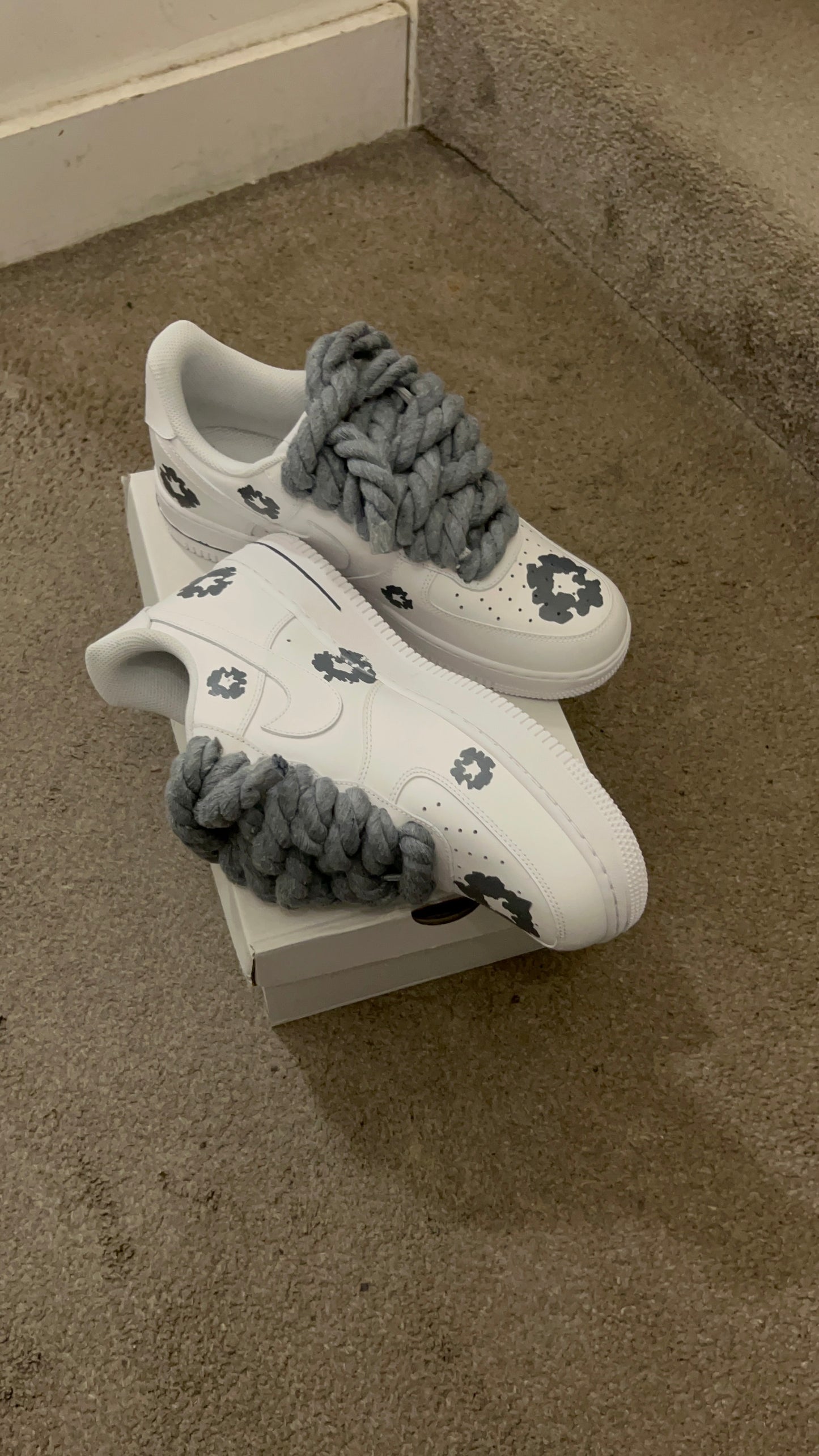 CUSTOM FORCE 1 GREY DENIM MADE