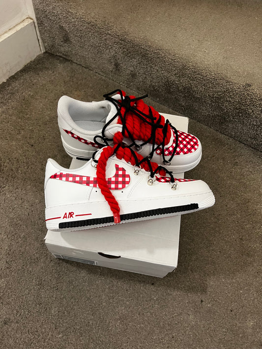 CUSTOM FORCE 1 RED AND BLACK DETAILS