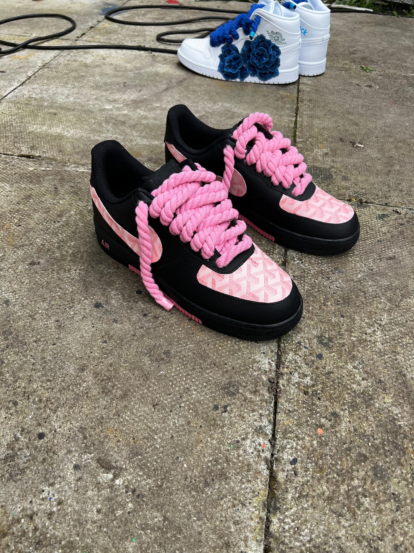 CUSTOM PINK GOYARD BLACK AIR FORCE  1