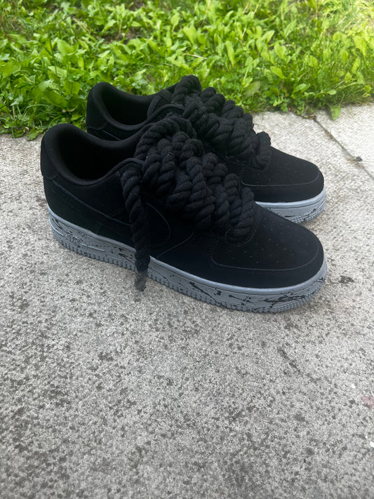 FORCE 1 BLACK SUEDE SPRAY - creps customs