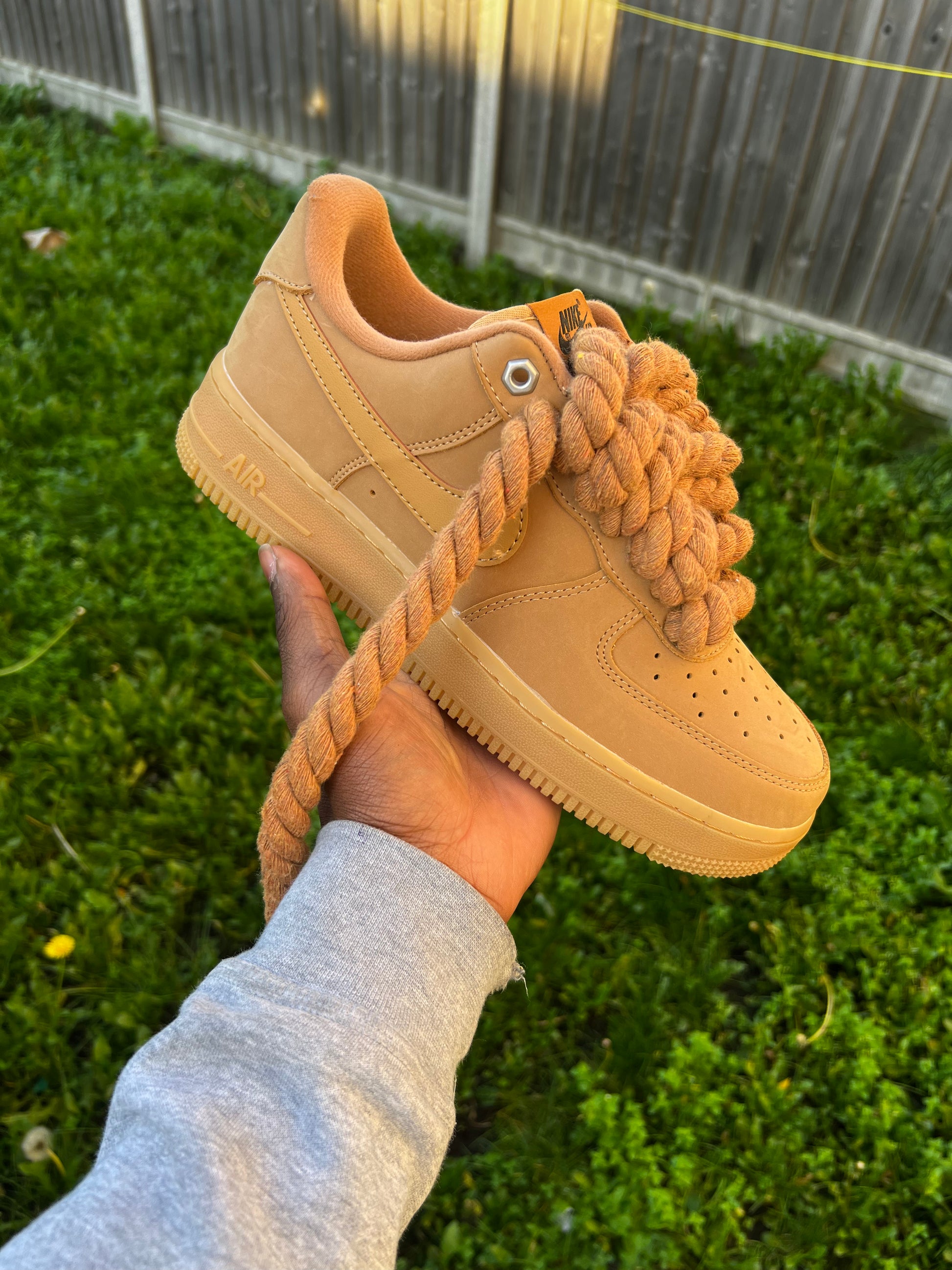 FORCE 1 BROWN ROPE LACE - creps customs